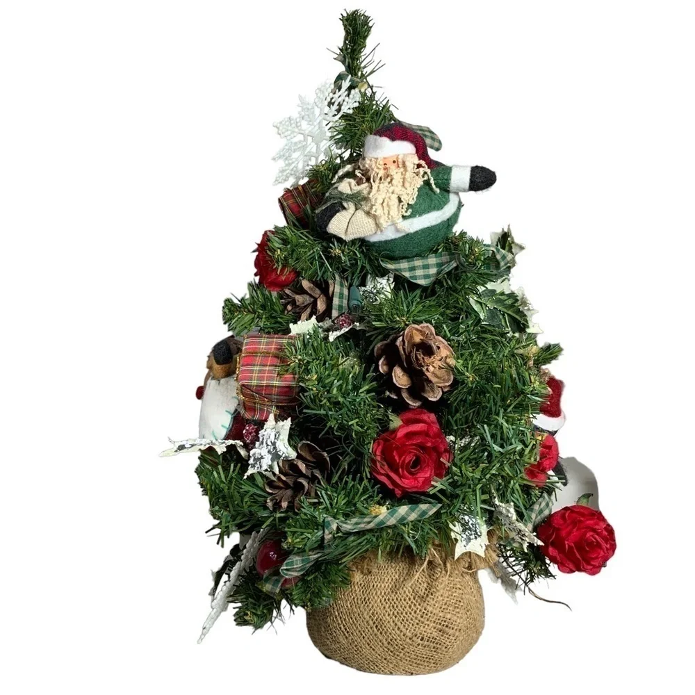 Christmas Tree Old World Vintage Hand Made Tabletop Vintage Decorated 21 inches